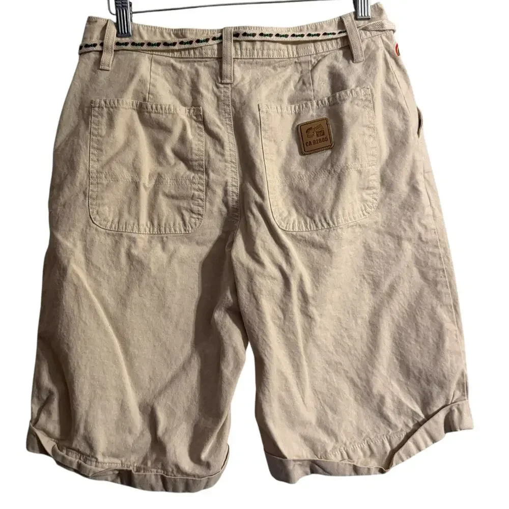 VANS Anaheim Sidewall Shorts w/ rainbow embroidery & strawberry belt Size 26